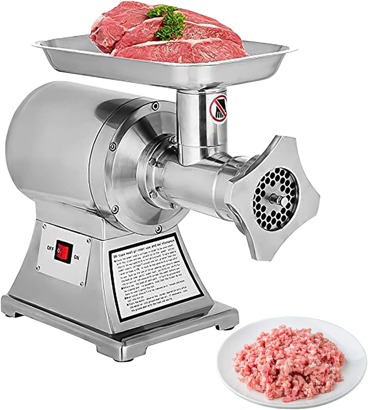 GorillaRock Meat Grinder Commercial | Electric Minced Meat Maker | Stainless Steel Meat Chopper | 110V (250 kg (550 lbs) p\/hour)