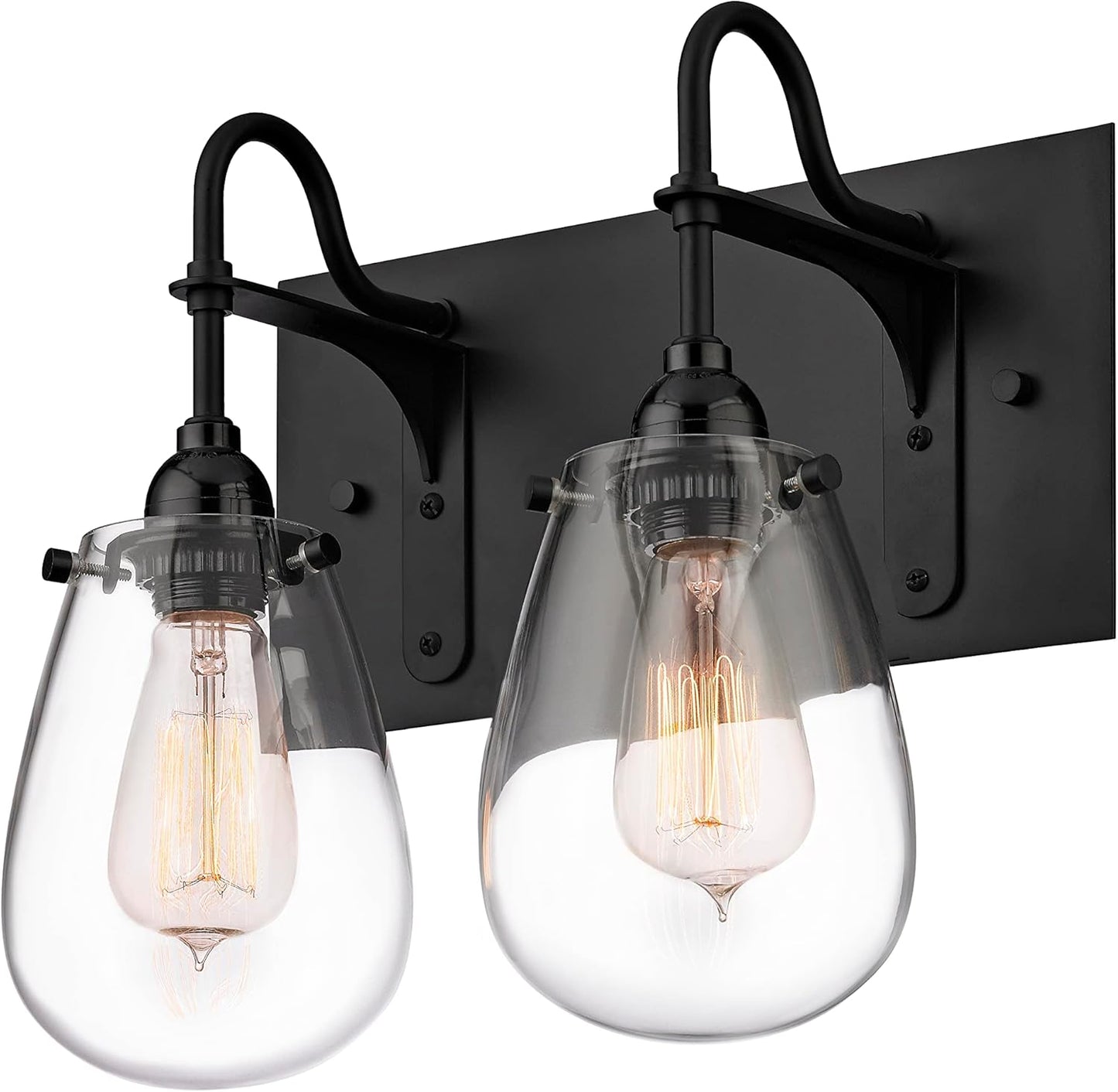 Sonneman Modern Lighting 4287.25 Chelsea 2-Light Bathroom Vanity Light with Clear Glass Shades - 3000K - 12" - Satin Black