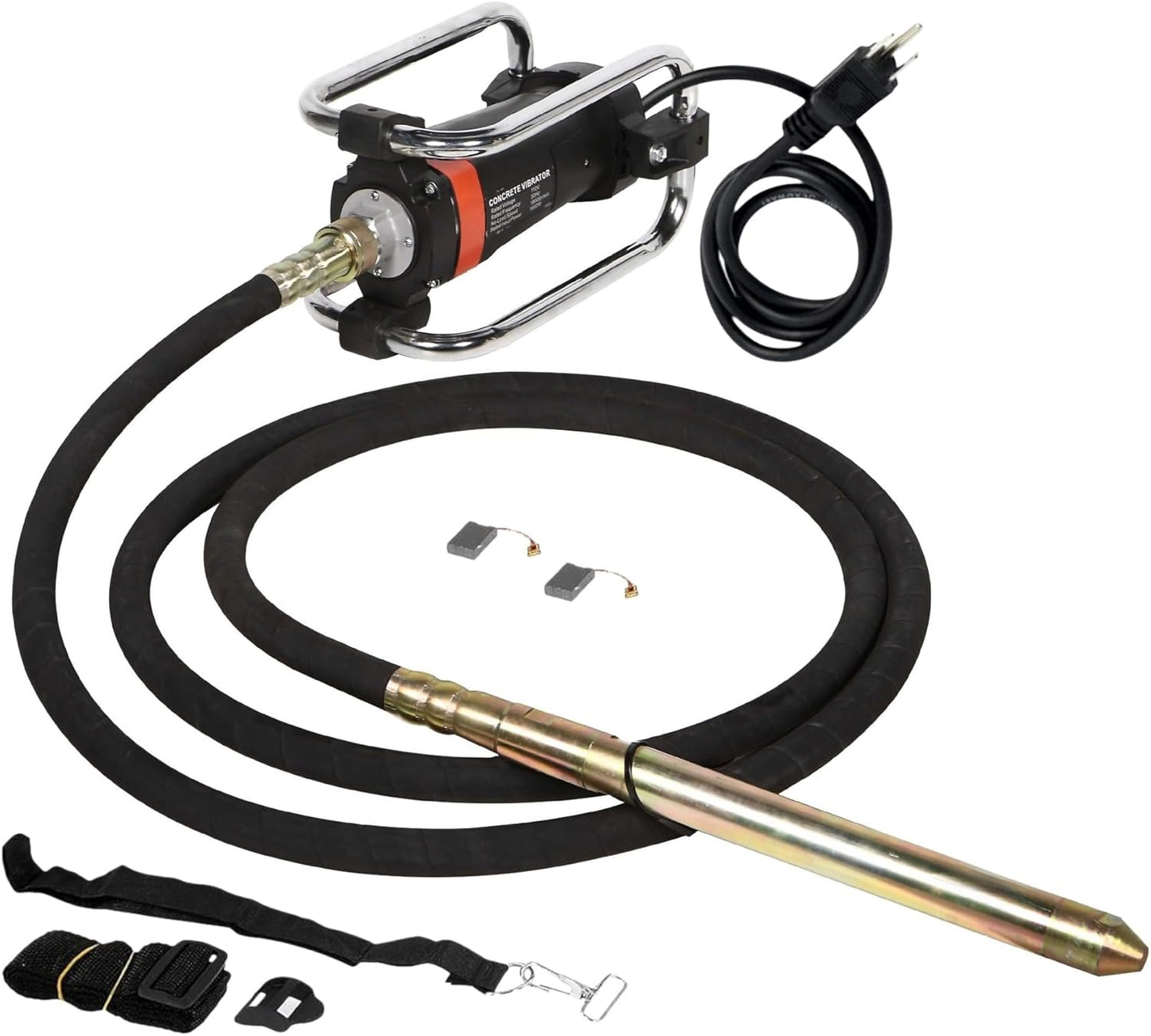 1600W Power Concrete Vibrator, 16000RPM 2HP Handheld Concrete Vibrating Tool, Concrete Construction Immersion Vibrator with Ø1.5” Rod & 14.75ft Flexible Shaft