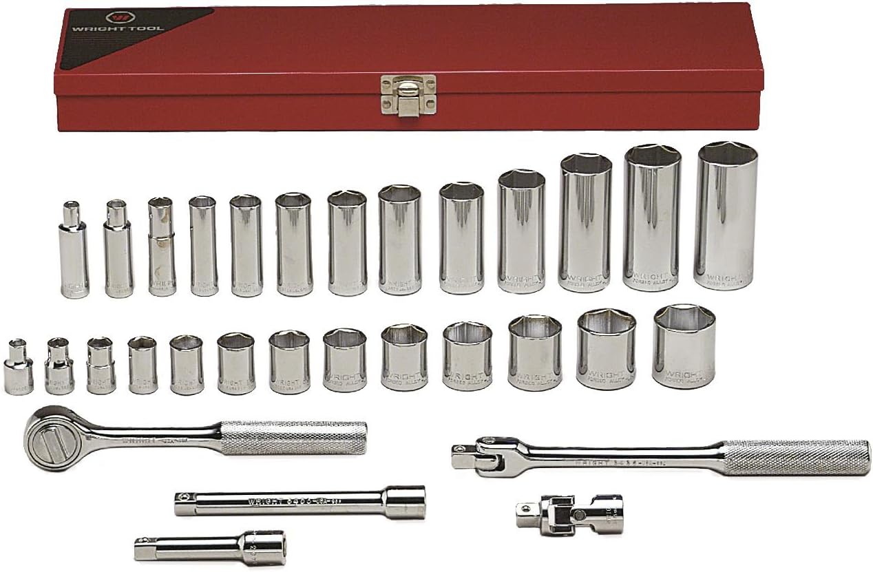 Wright Tool 339 3/8" Drive, 6 Point Standard and Deep Socket Set (31-Piece)
