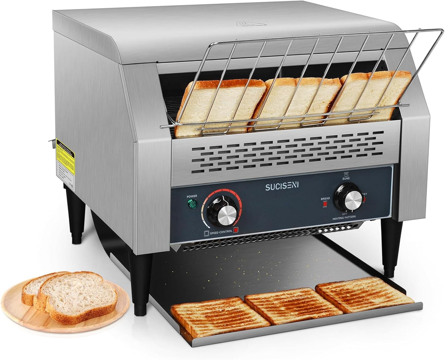 Commercial Conveyor Toaster - 450 Slices\/H, 3 Slice Wide Slot Industrial Toasters, 2.6KW Electric Bun Toaster with Dual Heating Tube for Bagel Bread Croissant Waffle, Bakery Restaurant Cafe