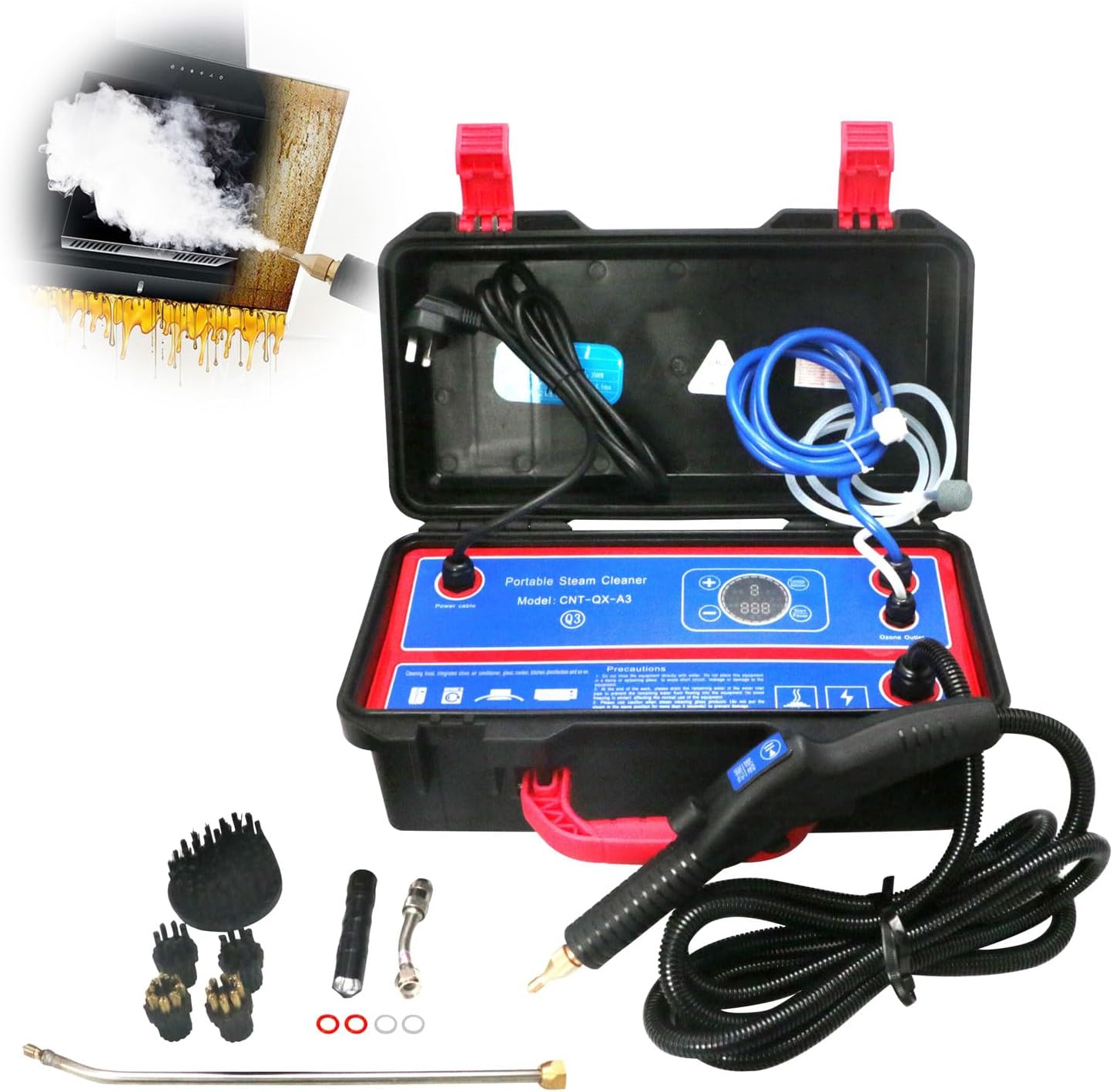 High Pressure Steam Cleaner, 1700W/110V Household Appliance Cleaning Tools, 5-Level Adjustable Steam Iron, Quick Cleaning Clean Spray Gun for Ceramic Tiles, Range Hoods, Cars