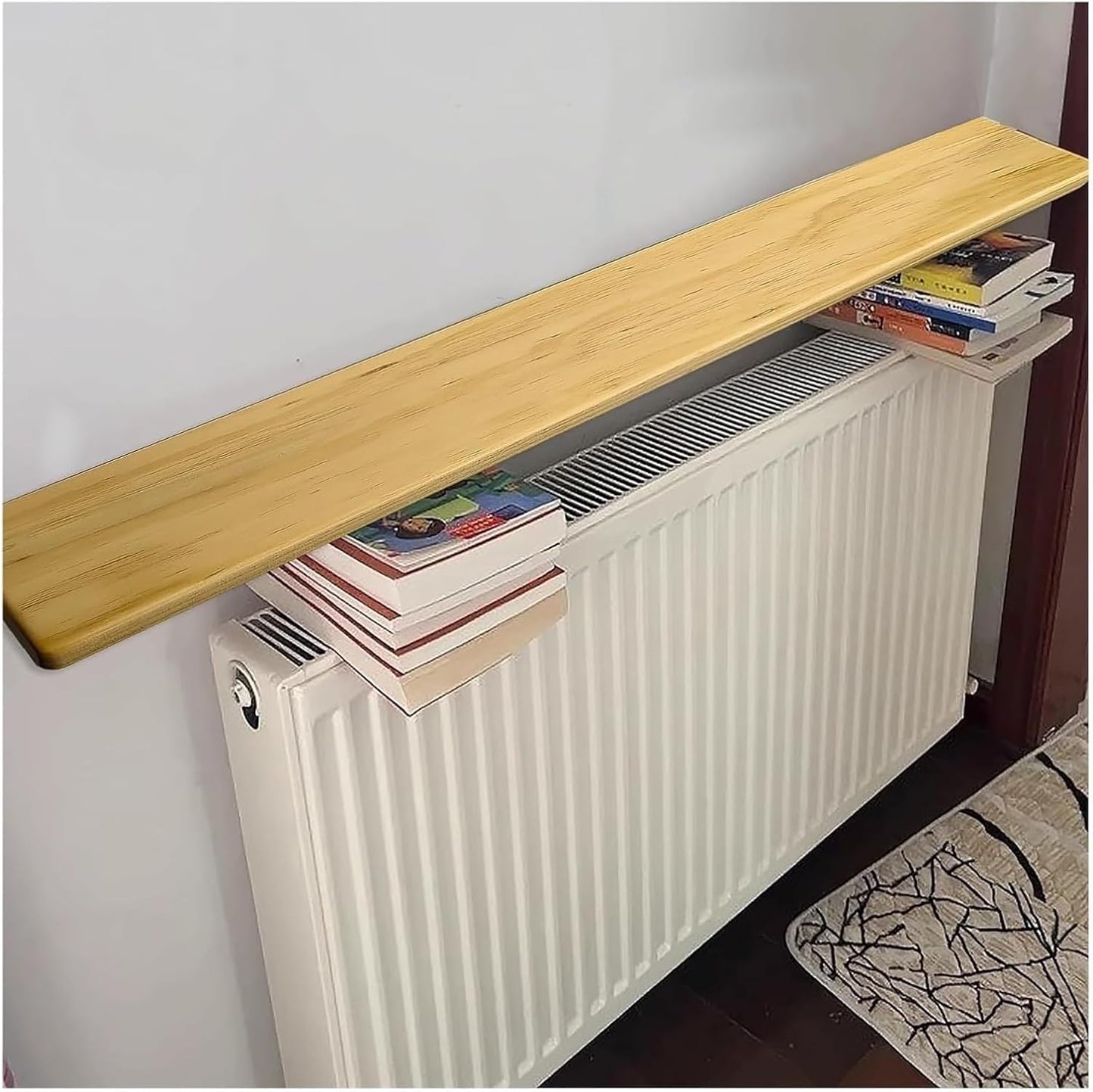 Radiator cover for old radiator,Radiator cabinet, Radiator Top Cover Shelf Wooden Home Plant with Brackets &Screws for Kitchen Bedroom Bathroom(Wood(lxwxh),49.2x6.3x0.9in)