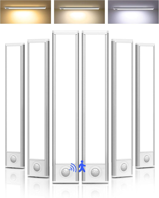 AMETHEUS 6-Pack Under Cabinet Lighting Wireless, LED Motion Sensor Light Indoor, Rechargeable Closet Lights Battery Operated, Dimmable & 3 Color Temps, Under Counter Lights for Kitchen, Stairs (8inch)