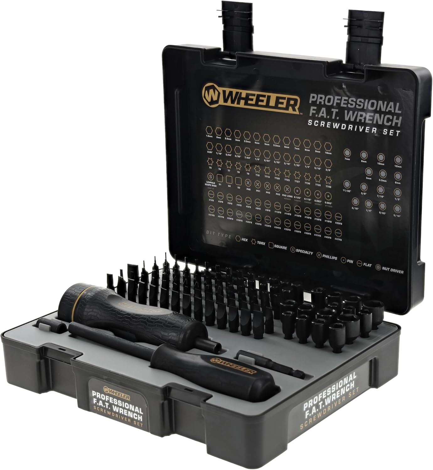 Wheeler Engineering 100-Piece Professional Screwdriver Set with Steel Construction, Metric and Standard Sizes, Storage Case, for Gunsmithing and Maintenance