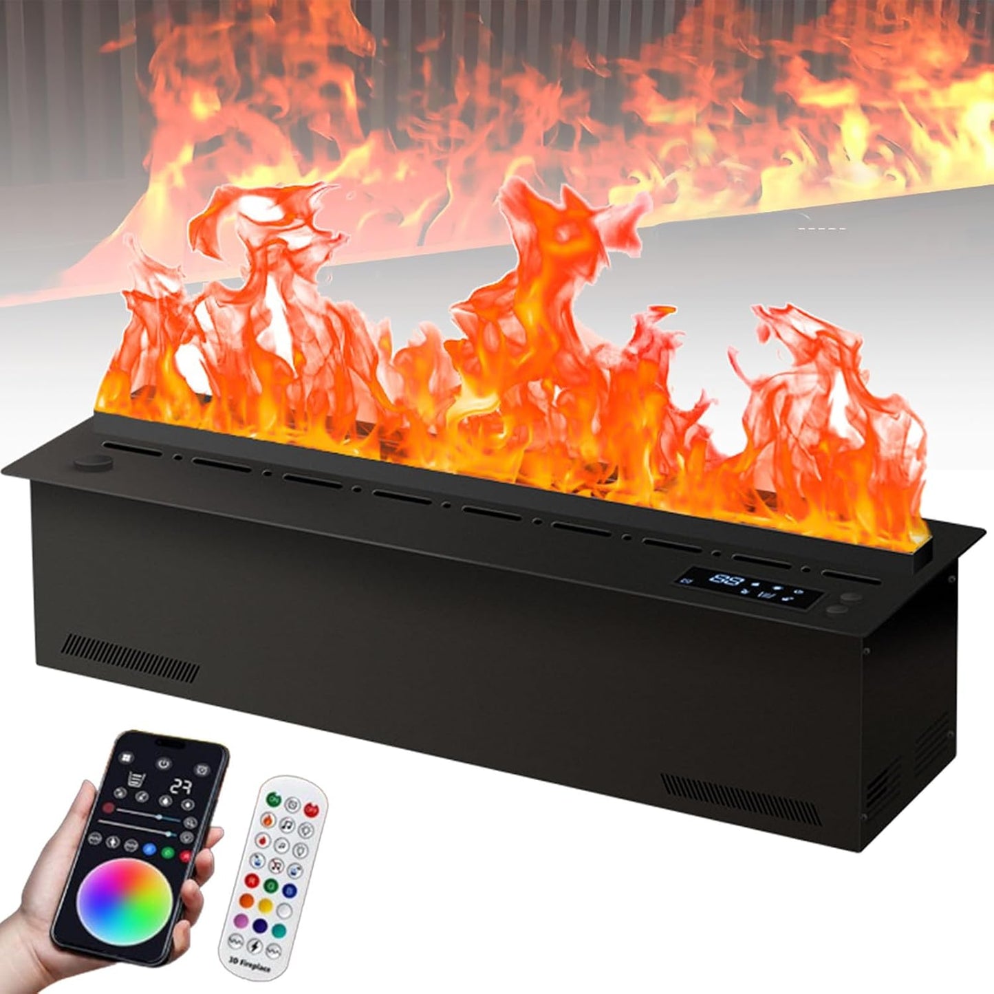 3D Atomized Fireplace, Steam Fireplace with Timer,Smart App,3D Flame Effect,Automatic Water Control 50cm\/19.61inch