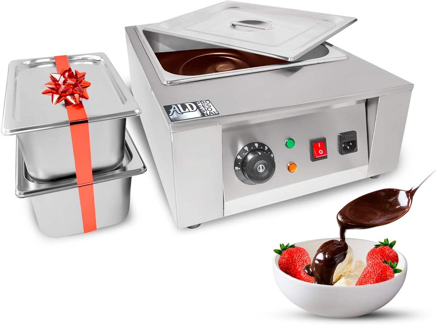 ALDKitchen Electric Chocolate Melter | Chocolate Melting Pot | Stainless Steel (2 Tanks)