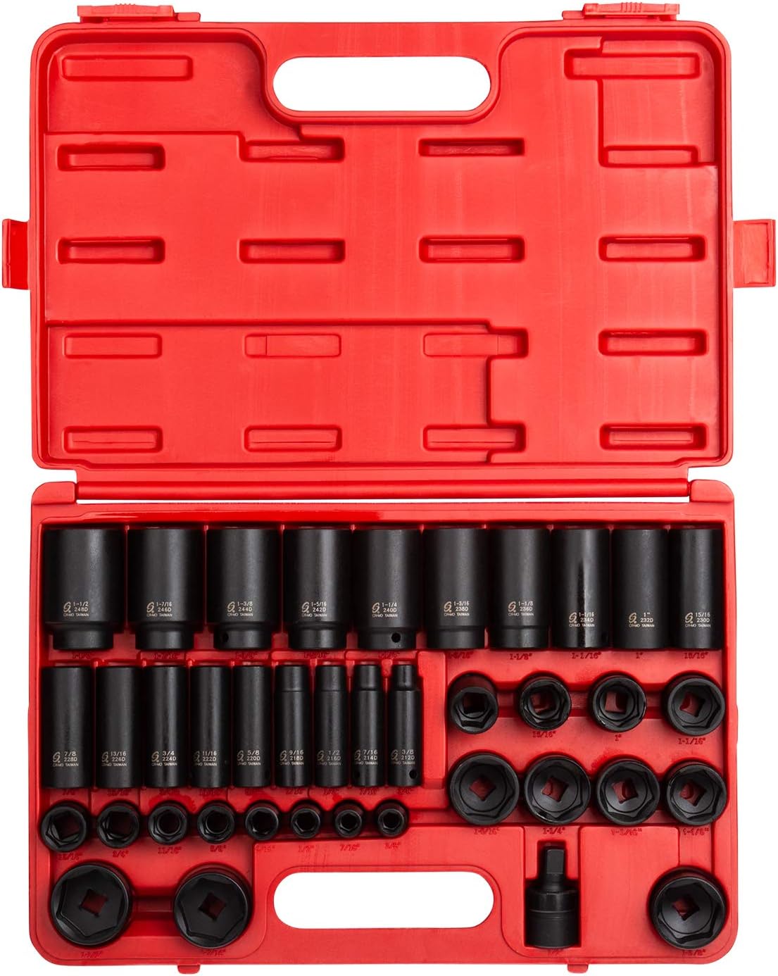 SUNEX TOOLS 2668, 1\/2 Inch Drive Master Impact Socket Set, 39-Piece, SAE, 3\/8" - 1-1\/2", Standard\/Deep, Cr-Mo Steel, Heavy Duty Storage Case, Includes Universal Joint