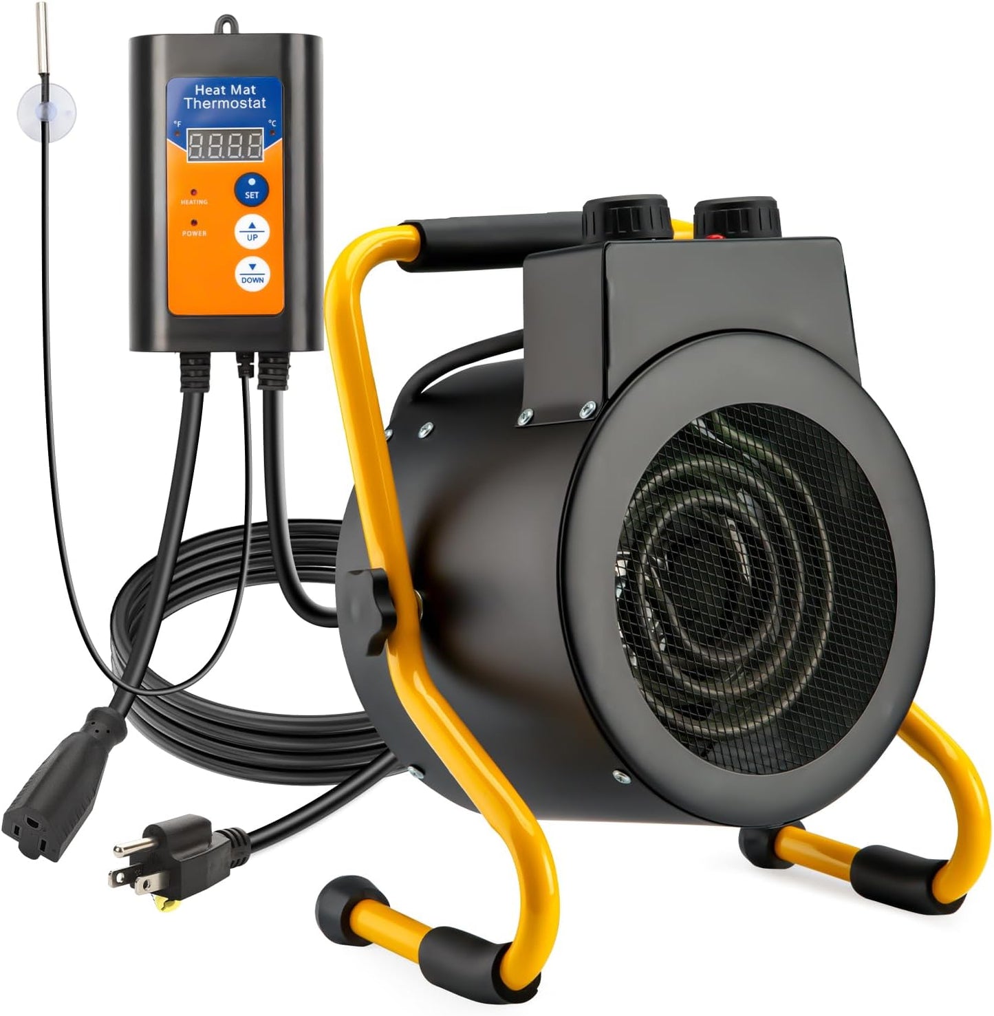 Greenhouse Heater with Digital Thermostat Controller, 1500W Green House Heater for Plants,Electric Grow Tent Heaters, Fast Heating with Overheat Protection, Space Heater for Flower Room, BK