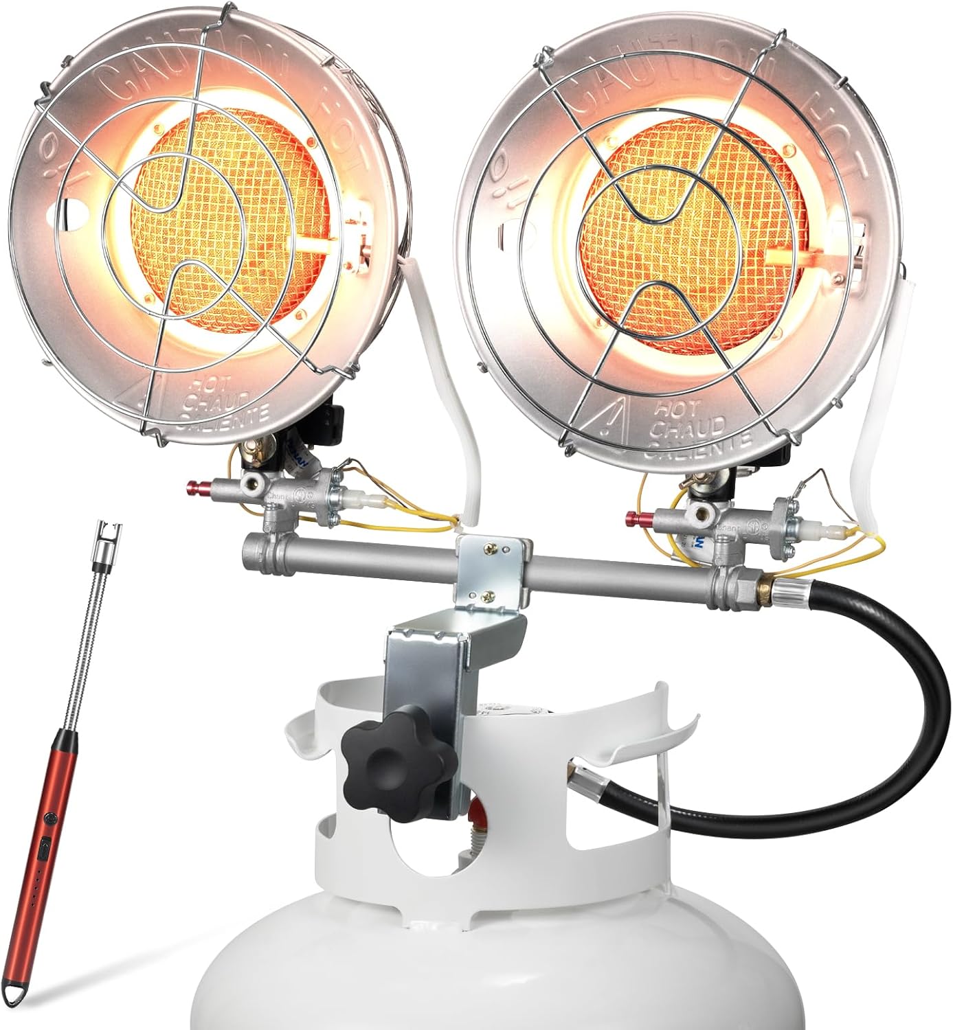 GasBRUH Double Tank Top Outdoor Propane Heater With a Windproof Lighter, 36000BTU Outdoor Propane Heater With Shut-off Valve and Tip-over Switch for Garage,Patio, Camping,RV(CSA)