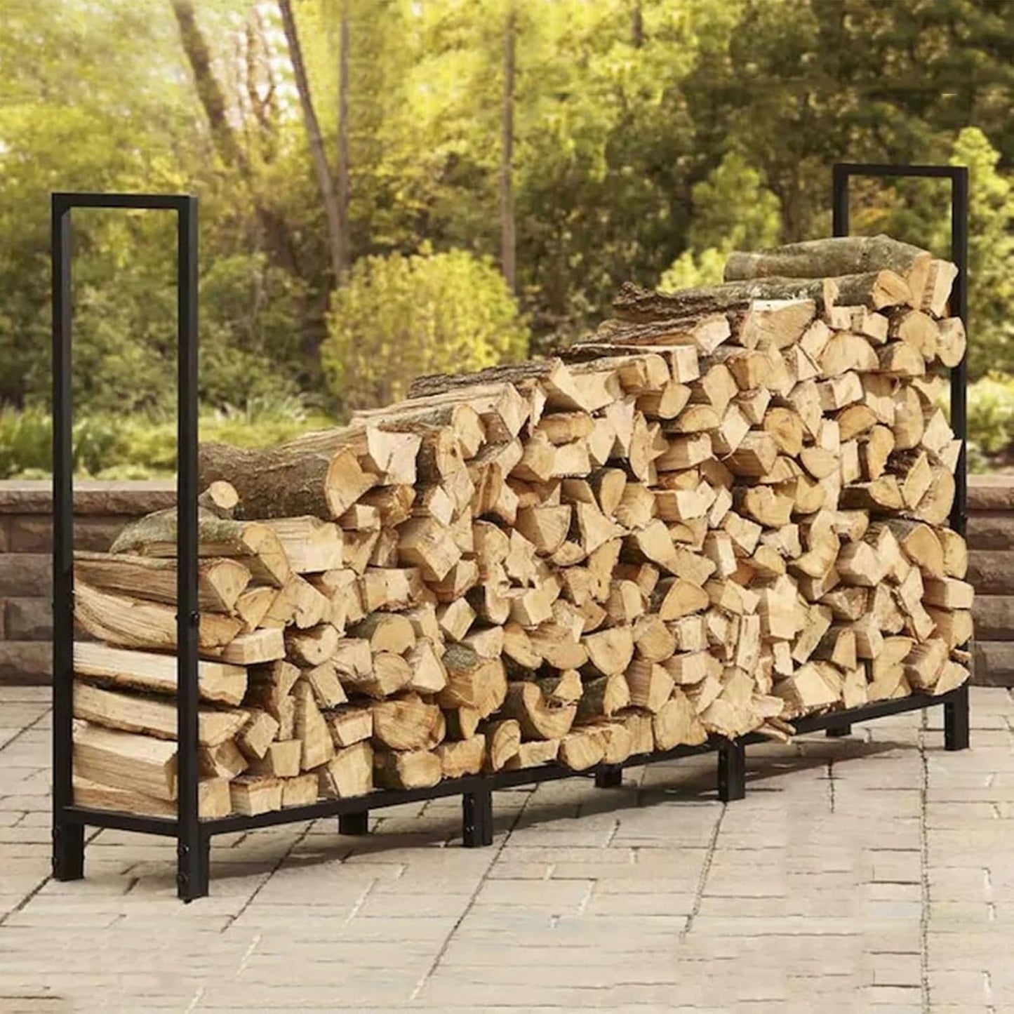 Large 7.9ft Outdoor Fire Rack, Heavy Duty Firewood Pile Storage Racks for Fireplace Patio Deck, Tubular Steel Log Holder Stand