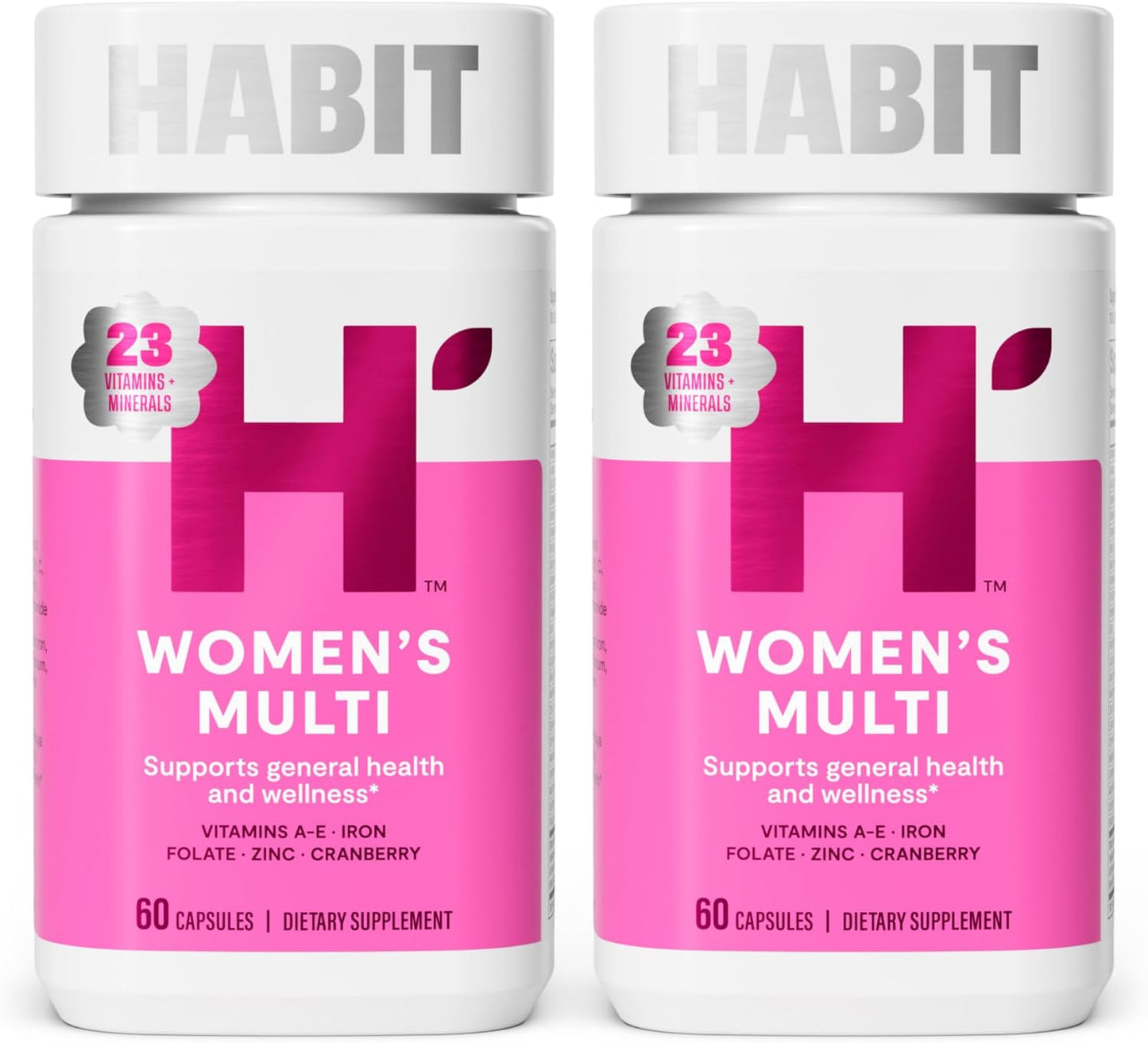 Habit Womens Multi Supplement 2 Pack (120 Capsules) - New Look, Supports General Health & Wellness, 23 Essential Vitamins and Minerals, Fruit extracts, Folate, Iron, B12, Biotin, Non-GMO
