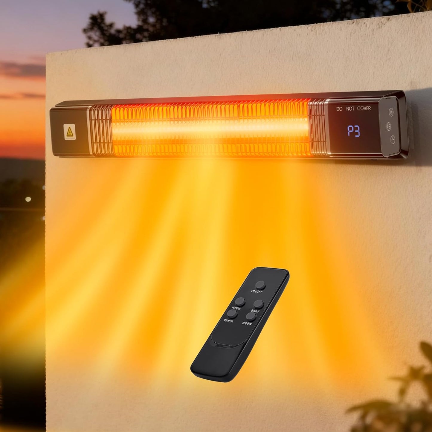 Uthfy Wall Mounted Patio Heaters for Outdoor Use, 1500W Outdoor Heaters for Patio with Remote, 24H Timer, Waterproof, Infrared Heater for Outdoor Indoor Use, Garage, Yard, Bedroom