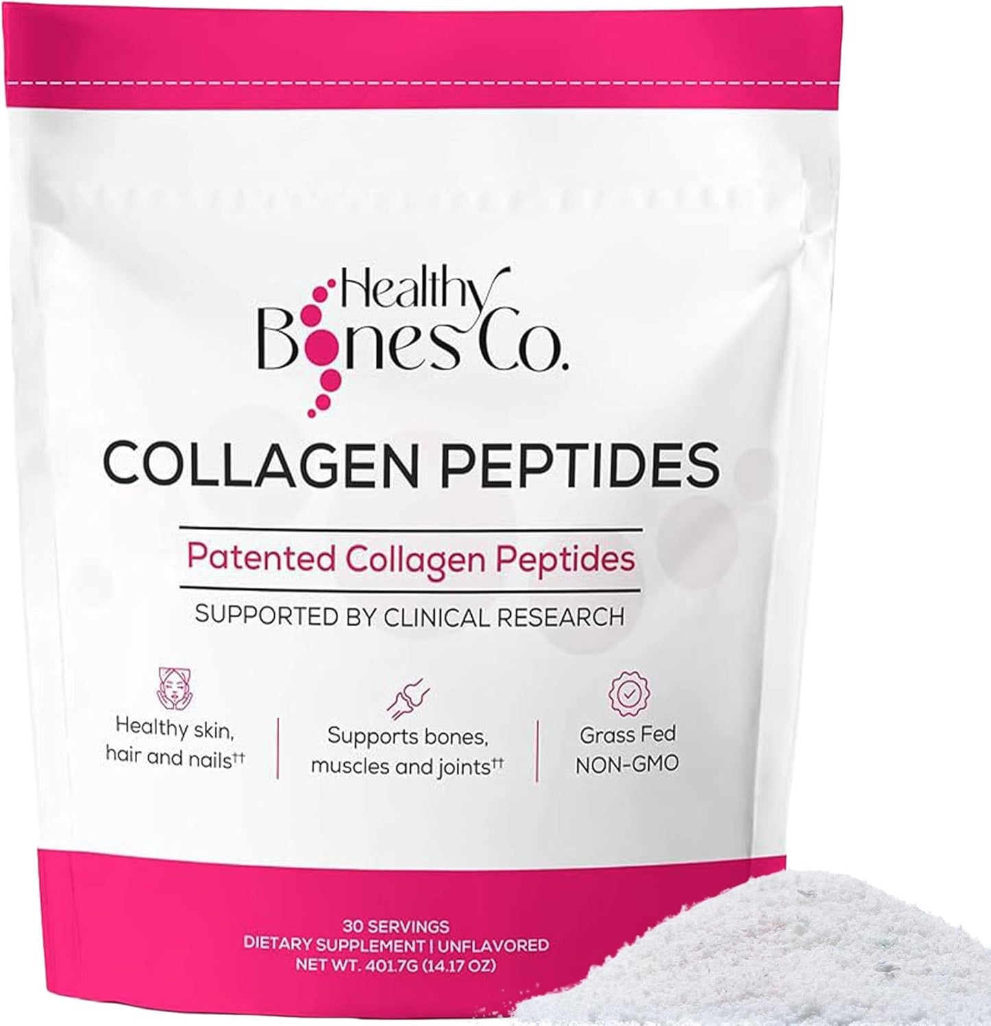 FORTIBONE Premium Bone Health Collagen Peptides w\/FORTIGEL, VERISOL, TENDOFORTE | Clinically-Supported for Bones Joints Skin Hair Nails | Hydrolyzed Collagen Complete Anti-Aging Formula | 30 Servings