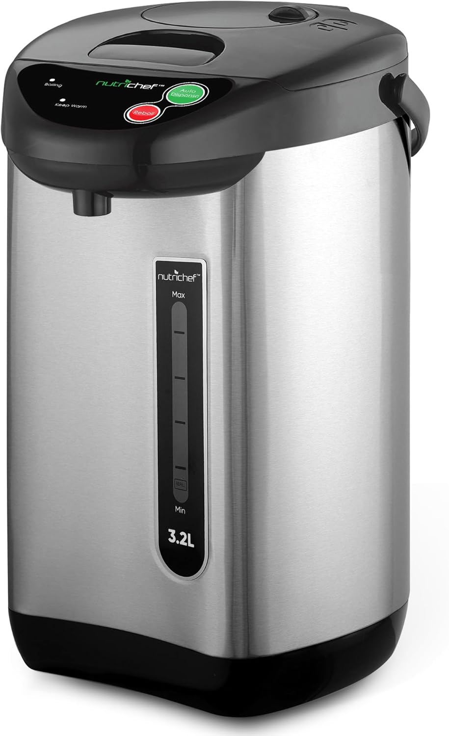 NutriChefKitchen Hot Water Urn Pot Insulated Stainless Steel,Auto & Manual Dispense,Auto Boiler,Safety Lock Shutoff 3.38 QT \/3.2L - Auto Boiler Shut Off -One size