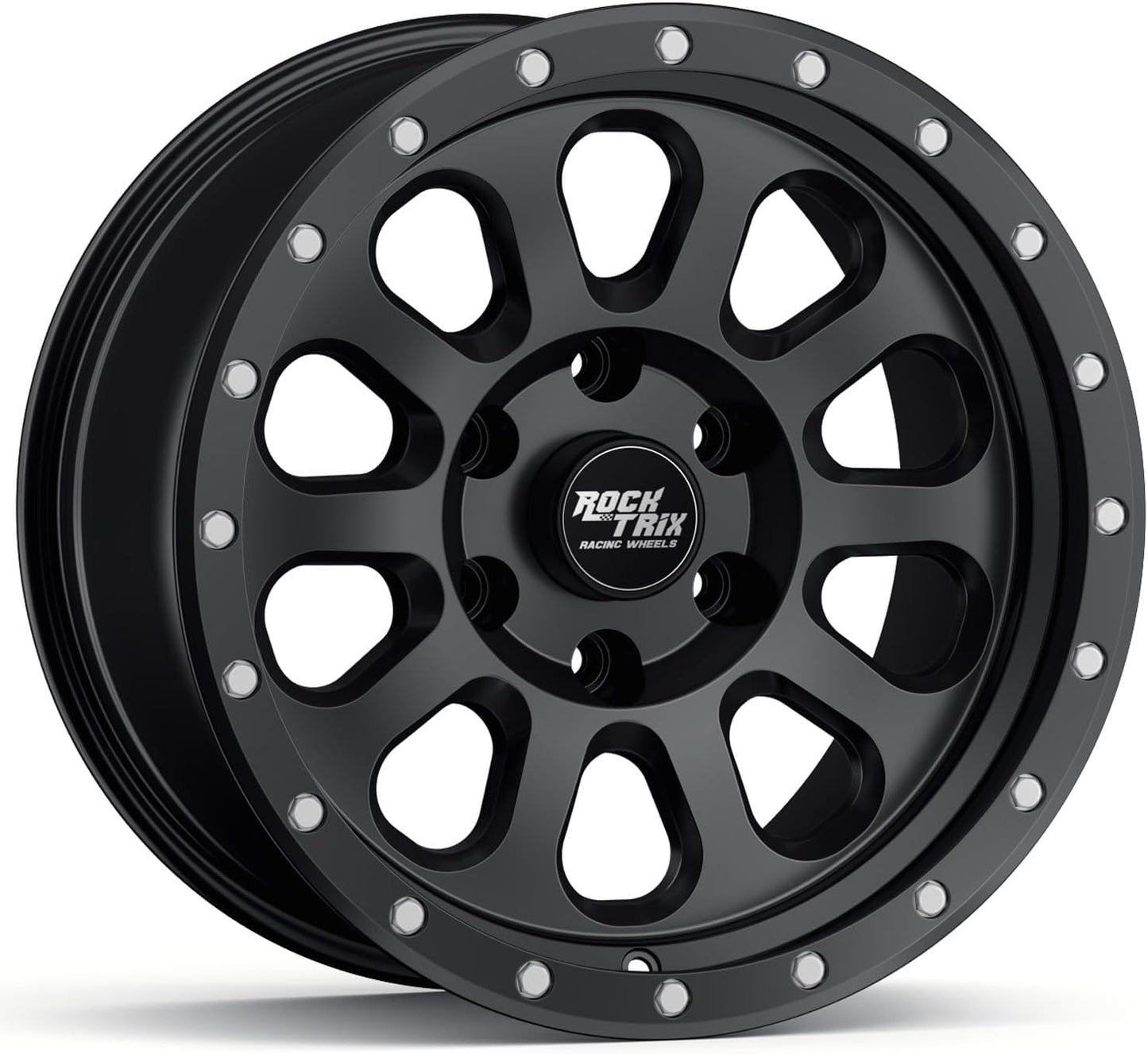 RockTrix RT111 18 inch Wheel Compatible with Chevrolet Silverado 1500 Tahoe 6x5.5" (6x139.7) Bolt Pattern, 18x9 (-12 Offset, 4.5 Backspace), Black, Also fits GMC Sierra 1500 Yukon