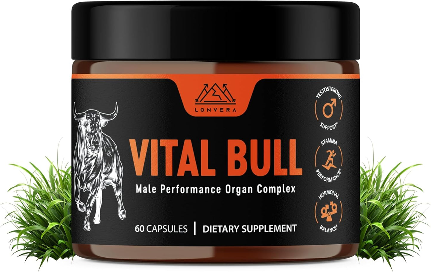 Vital Bull Beef Organ Supplement for Men with Grass Fed Liver, Testicle, Prostate & Bone Marrow – Freeze Dried Beef Organ Capsules for Nutrient Support – 60 Count
