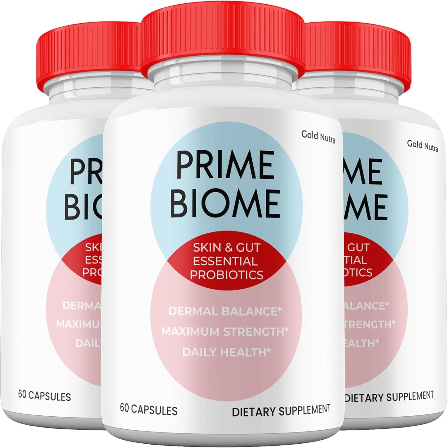 (3 Pack) Prime Biome Pills, Prime Biome All Natural Supplement Skin and Gut Probiotics Capsules, 3 Month Supply