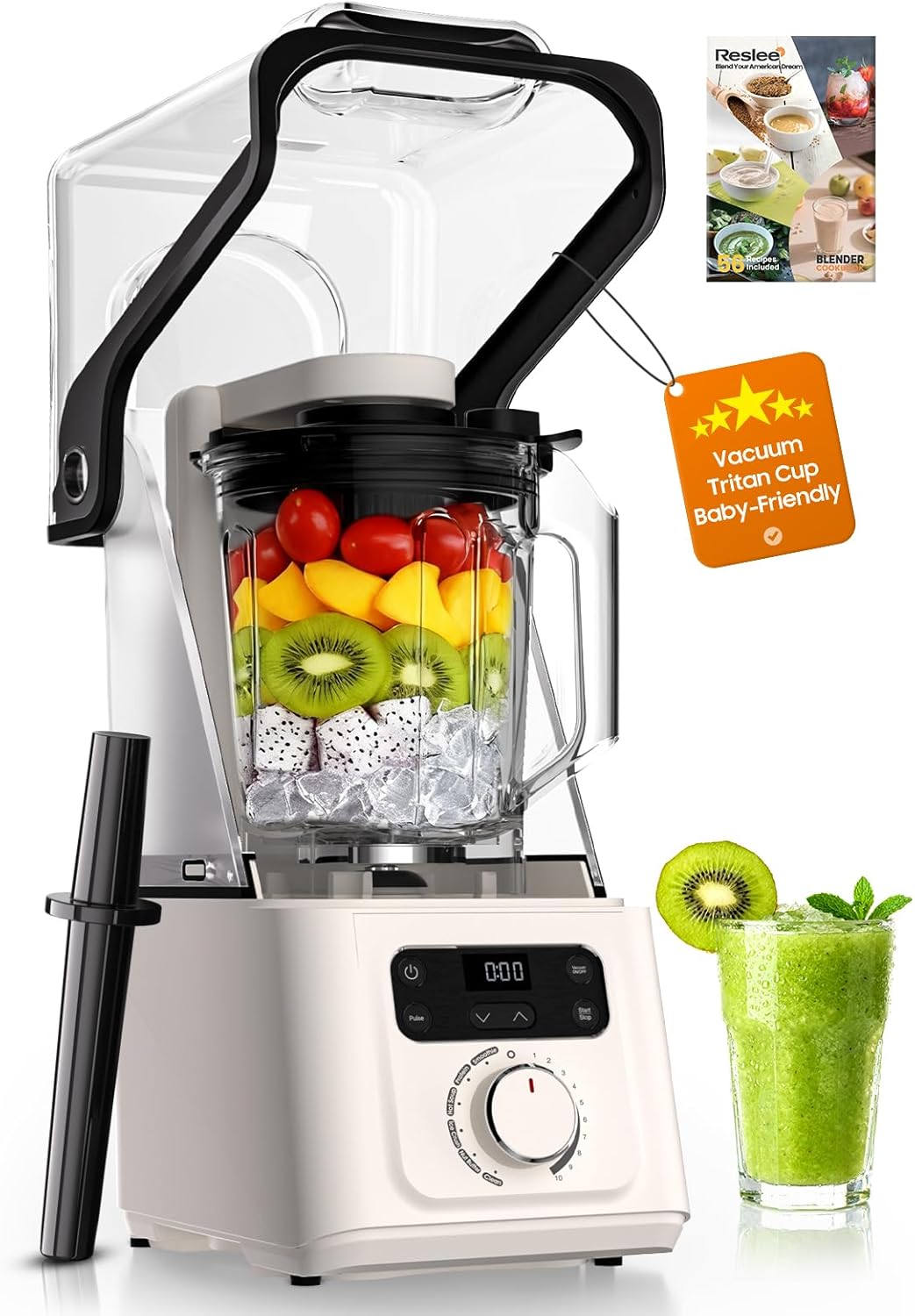 Vacuum Blender, 35000RPM Commercial & Household Professional Blender for Smoothies, 56oz Tritan Cup, Fresh Juice, Baby Food, Protein Shakes, with Self Clean, Dishwasher Safe, Quiet Shield