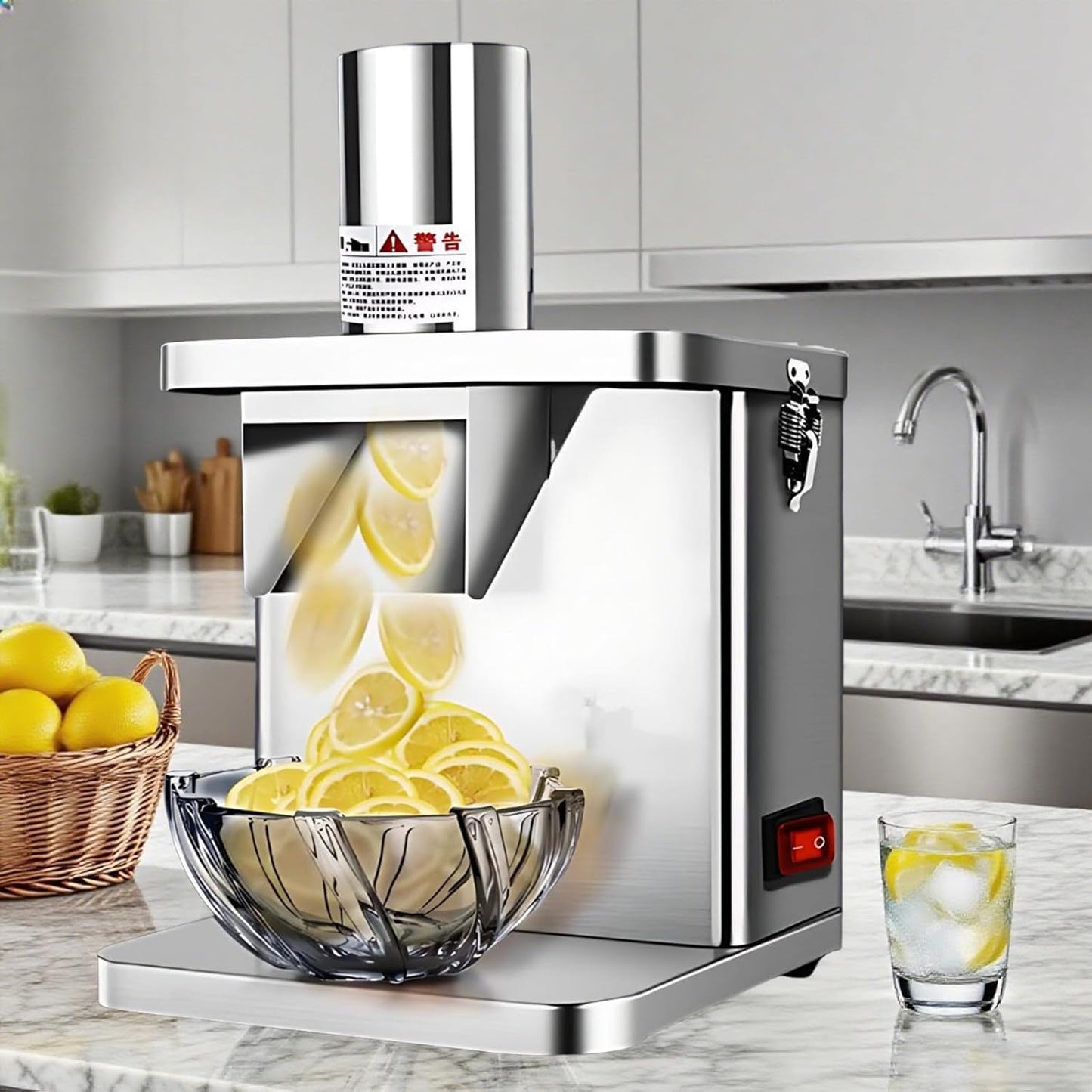 Vegetable Fruit Dicer, 250w 110v Commercial Electric Food Chopper Automatic Restaurant Vegetable Fruit Chopper Cutter, with 6\/8\/9\/12\/15mm Knife Net, for Potatoes Carrots Cubes +JuliennePlate