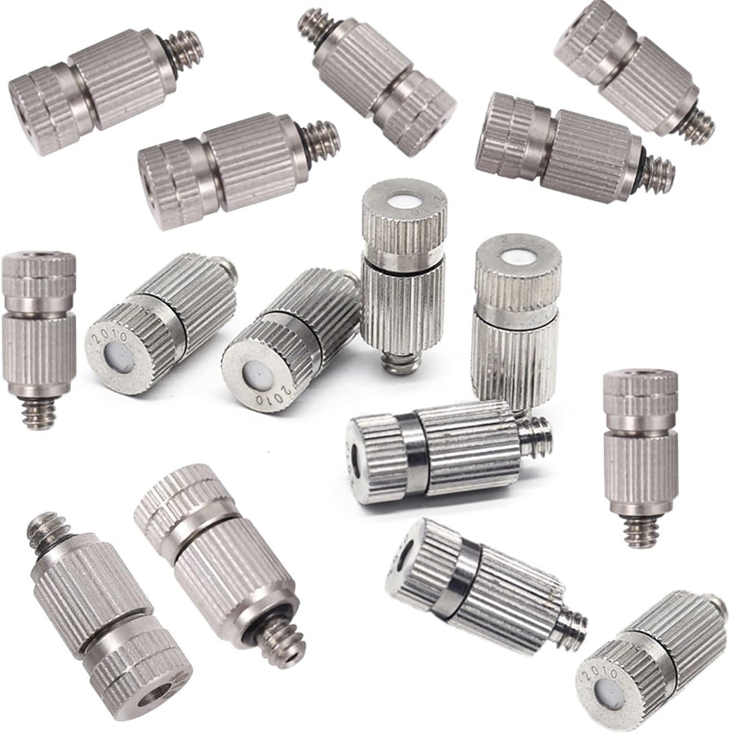 30pcs brass misting nozzle high pressure spray mister nozzle 10 24 unc outdoor anti drip fogging spray head misting system micro mist nozzle for landscaping outdoor cooling system size 0 1mm