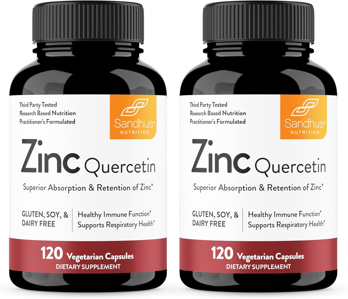 Sandhu's Zinc Quercetin 120 Vegetarian Capsules (Pack of 2) | Zinc Supplements for Antioxidant Immune Support for Men and Women | Gluten, Soy, Dairy Free