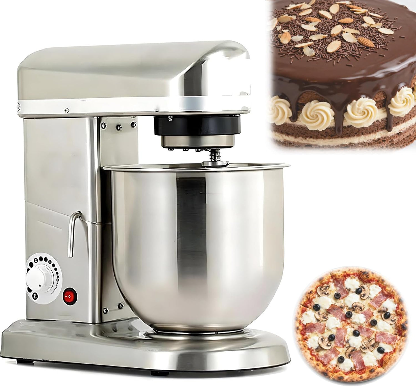 QuinteZhenTially Dough Mixer Food Stand Baking Commercial,Tabletop Electric Blender,3 Speeds Multi-Function Kitchen Mixing with Hook Beater Whisk,for Making Breads,Cookies Pizza Puffs 5L