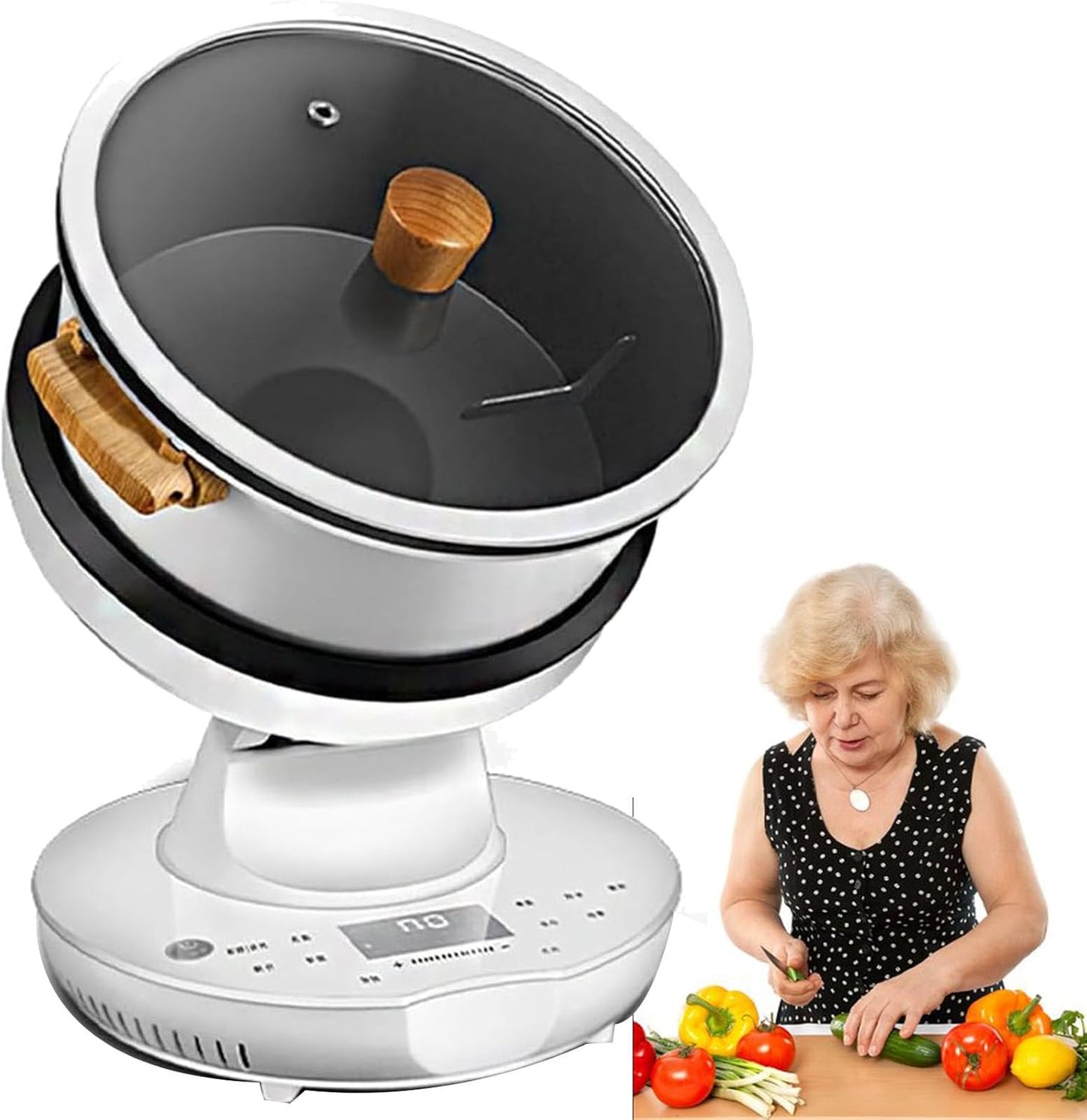 Commercial Food Processor, 8L Intelligent Automatic Cooking Machine with 360° Rotating and 3D All-Round Heating, Adjustment 3 Gears Firepower and Pot Body, for Home Restaurant