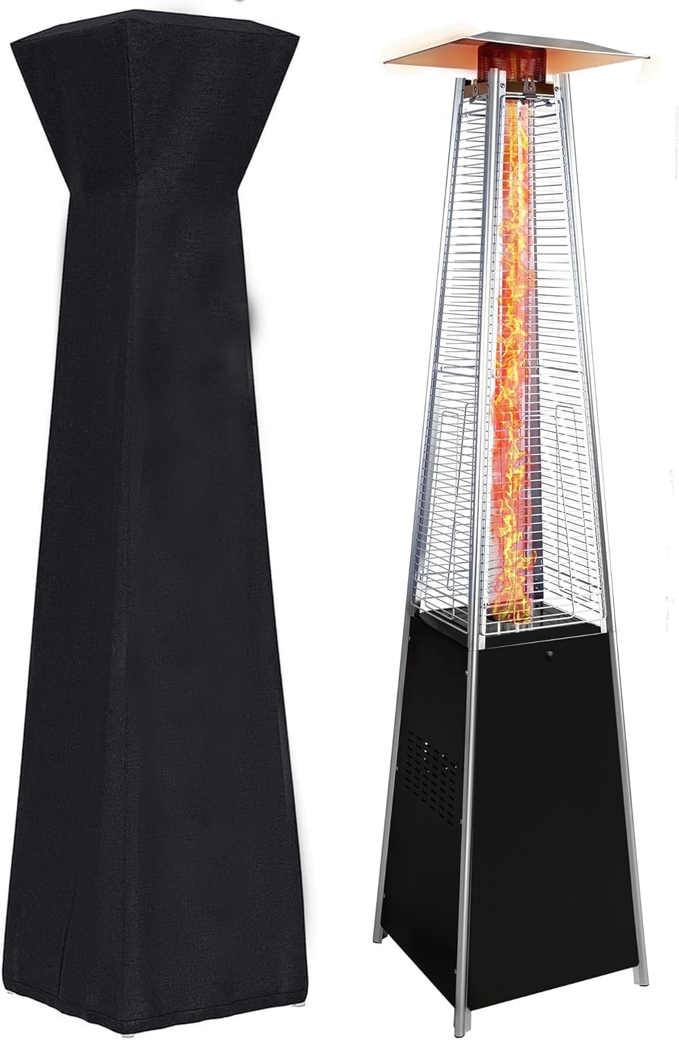 48,000 BTU Propane Patio Heater with Removable Wheels, Cover - Ideal for Outdoor, Poolside, Commercial & Residential Use