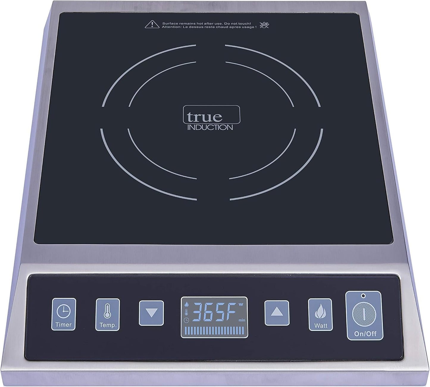TI-1SSC Commercial 12 inch Portable Single Burner Induction Glass-Ceramic Cooktop, 1750W, UL197 Certified