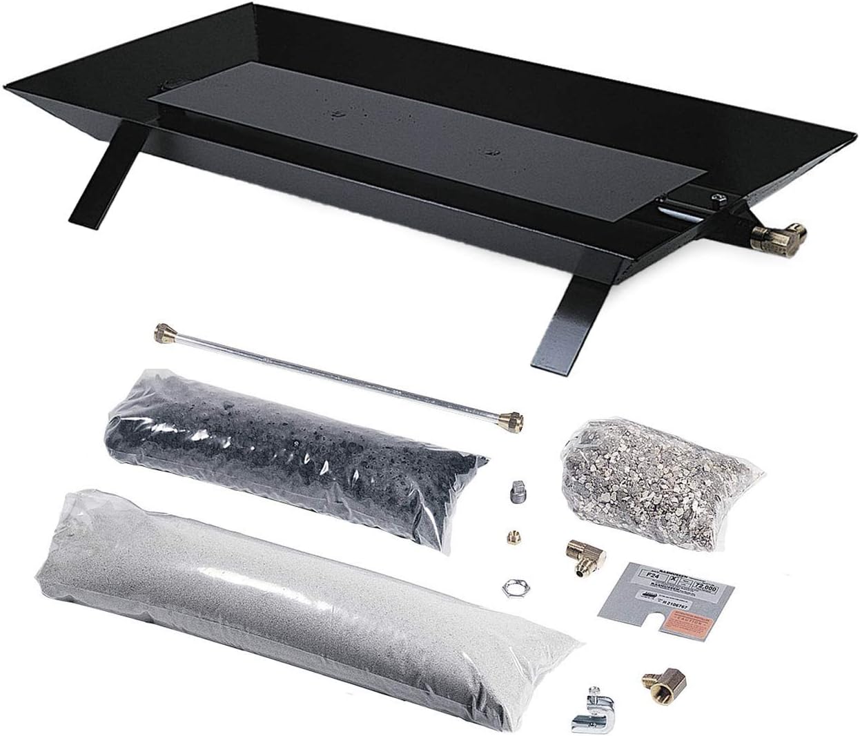 Rasmussen Custom Pan Vented Fireplace Burner Kit with Strap Legs (CS21-B-P), Propane, 21x12-Inches