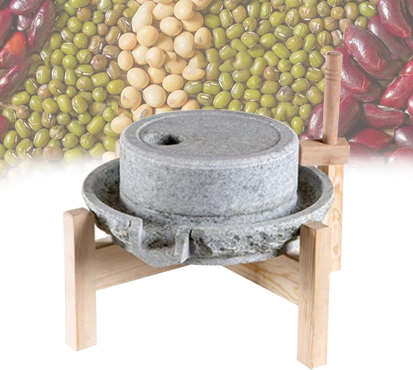 YUNSEU Stone Grain Mill - Wet & Dry Cereal Bluestone Grinder, Home Kitchen Stone Mill for Wheat, Berry, Rice, Food, Bean, Seed, Spice, Corn, Rice Paste