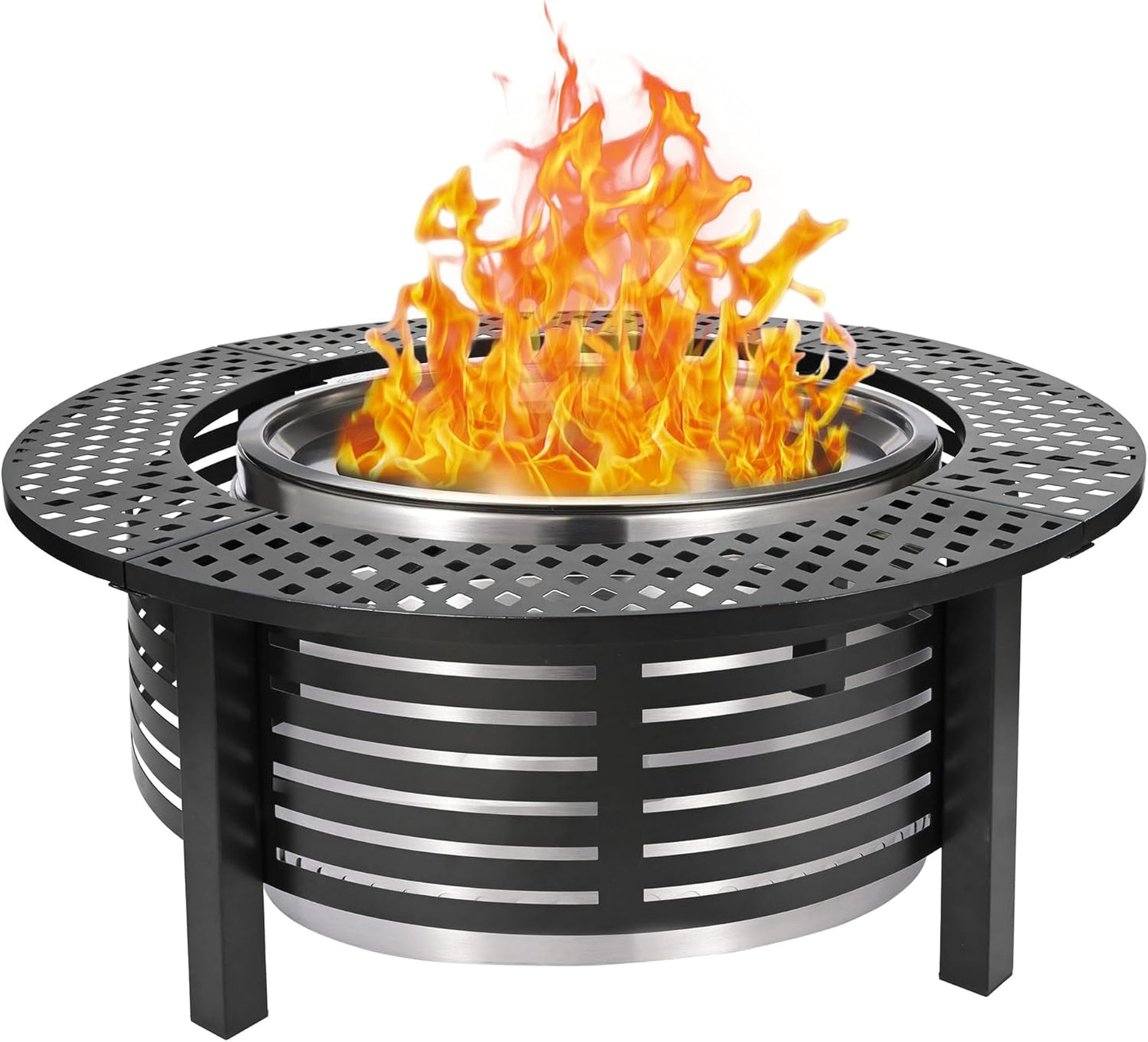 Fire Pit Surround Tabletop for Solo Stove Bonfire, Outdoor Steel Table with Extra Protective Layer, Expands Usable Space, Fits 19–24.5'' Fire Pits