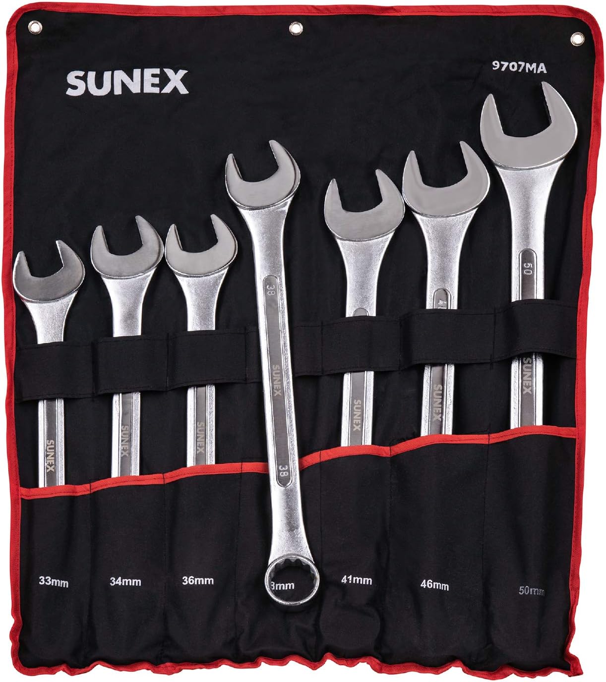 Sunex Tools 9707M Jumbo Metric Combination Wrench Set, 7Piece (Includes Roll-Case)