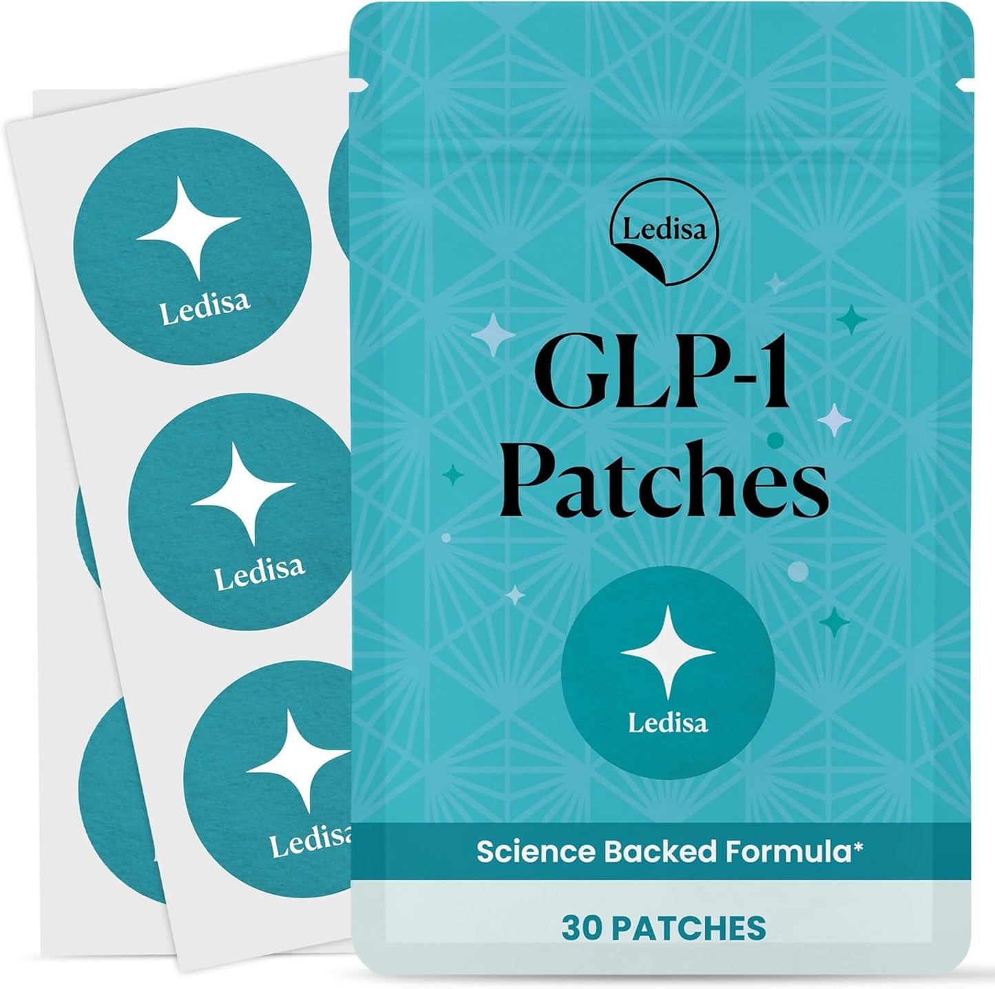Ledisa GLP-1 Patches for Women & Men | GLP1 Patch with Berberine, L-Glutamine, Garcinia Cambogia, Resveratrol | 30 Days Supply