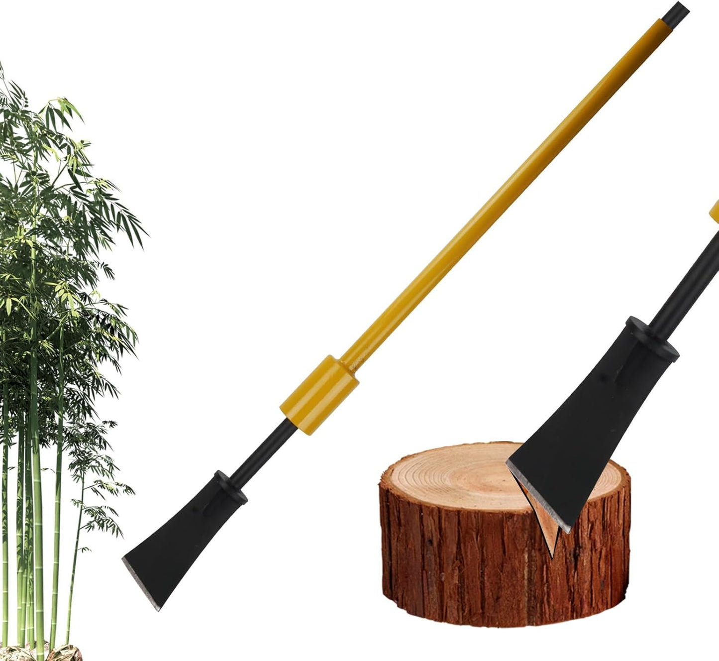 Root Cutting Tool Bamboo Tree Stump Remover Spade Shovel Garden Slayer Planting Puller Digging Bar - Heavy Duty, Black Yellow