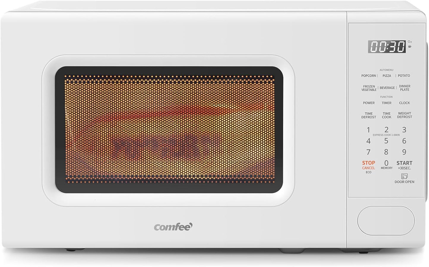 COMFEE CMO-C20M1WH Retro Microwave with 11 power levels, Fast Multi-stage Cooking, Turntable Reset Function Kitchen Timer, Speedy Cooking, Weight\/Time Defrost, Memory function, Children Lock, 700W