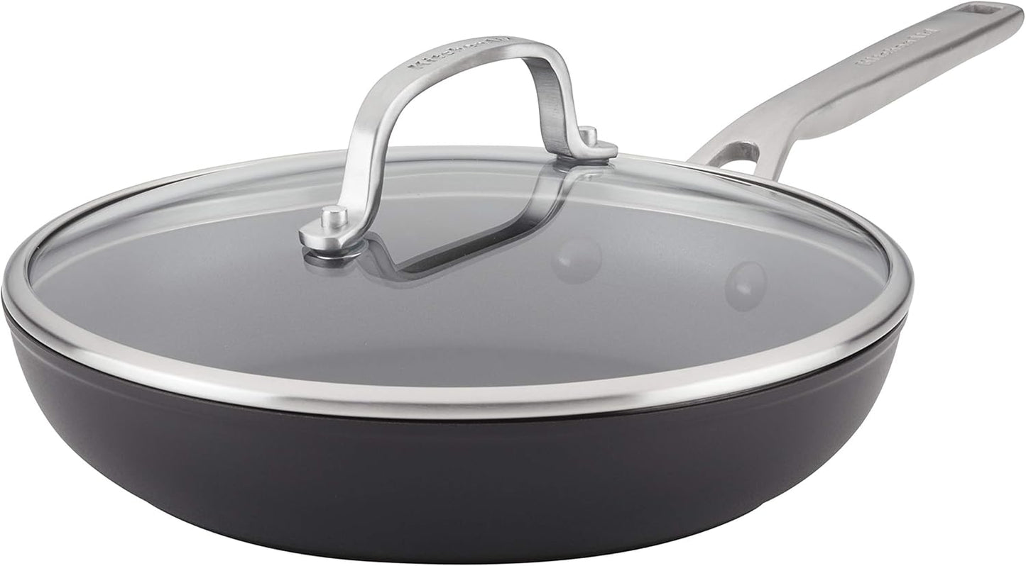 KitchenAid Hard Anodized Induction Nonstick Fry Pan\/Skillet with Lid, 10 Inch, Matte Black