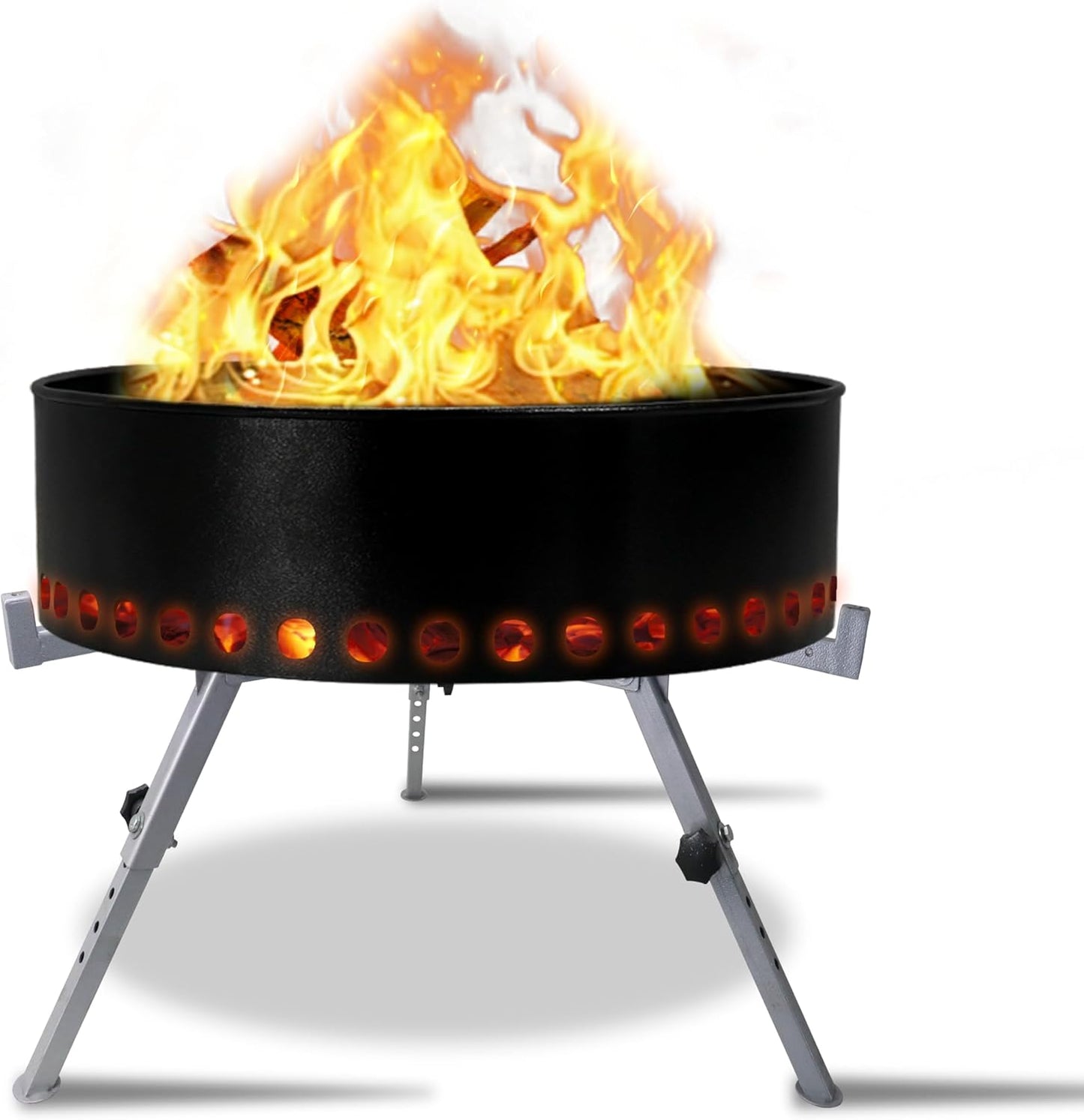 FEBTECH - 21 Inch Smokeless Firepit with Adjustable Fire Pit Stand Compatible for 15" to 27" Smokeless firepit - Portable Outdoor Firepit Accessories for Camping, Patio, and Backyard