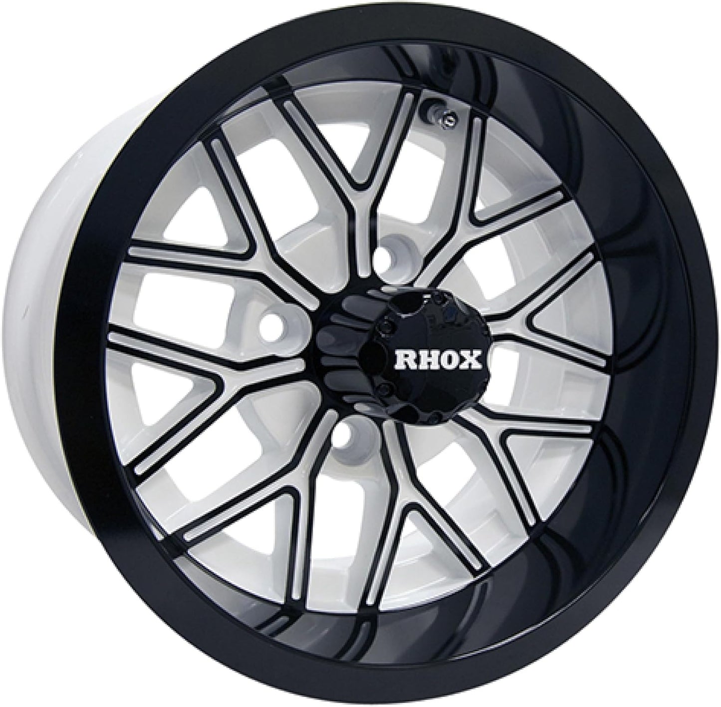 Red Hawk TIR-RX284-WB Wheel White/Gloss Black Rim, 12x6 ET-10 Golf Carts