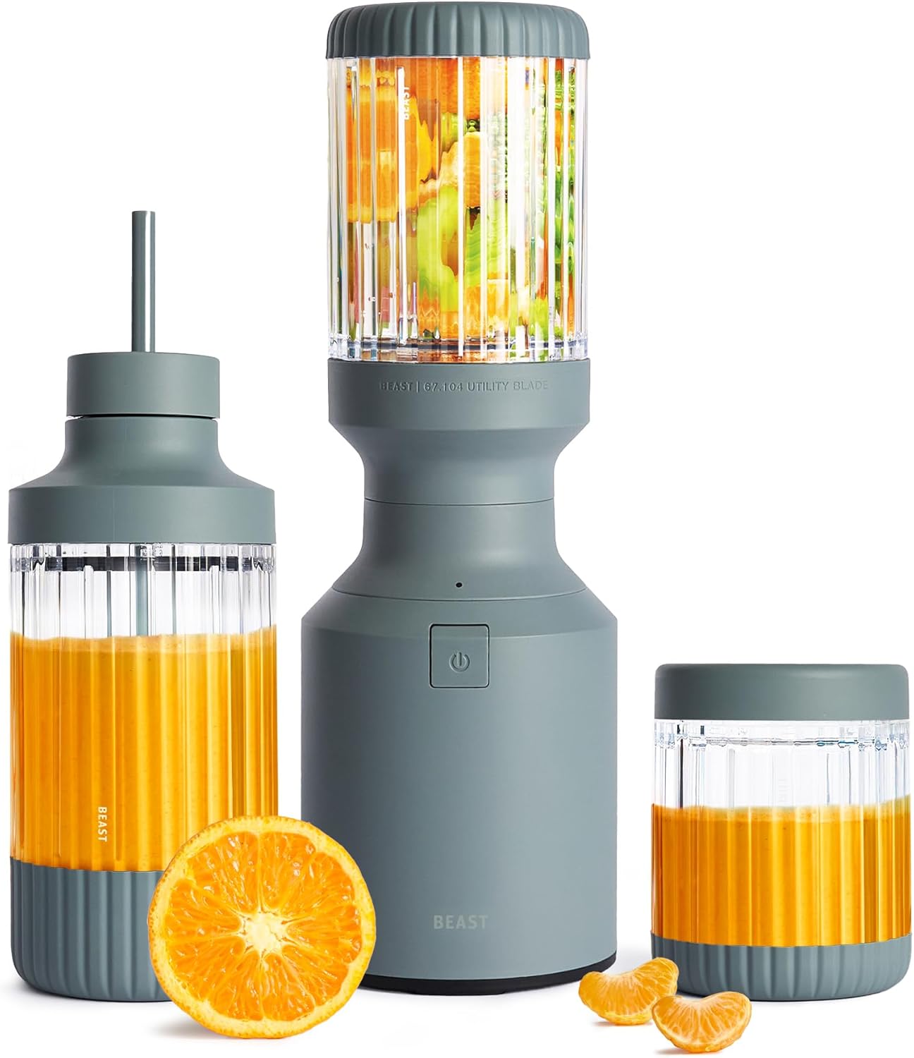 The Beast Mini Blender Plus | Mini Countertop Kitchen Blender | Blend Smoothies and Shakes, Dressings, Sauces, Dips | Extra Vessels, Straw Cap and Straws Included | 600W (Mist)