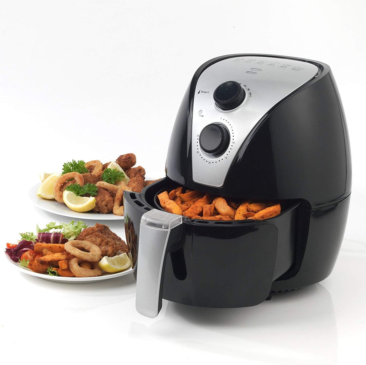 MIAO@LONG Electric Air Fryer with Detachable Fryer Easy to Clean with Intelligent Temperature Control & Timer for Healthy Fried Food,Black