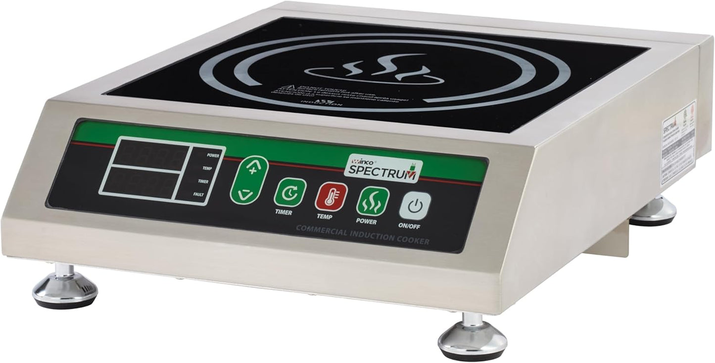 Winco EICS-18C Commercial-Grade Portable Induction Cooktop Burner with NEMA 5-20P Plug, 1800 W (NEMA 5-20P Plug), 120V