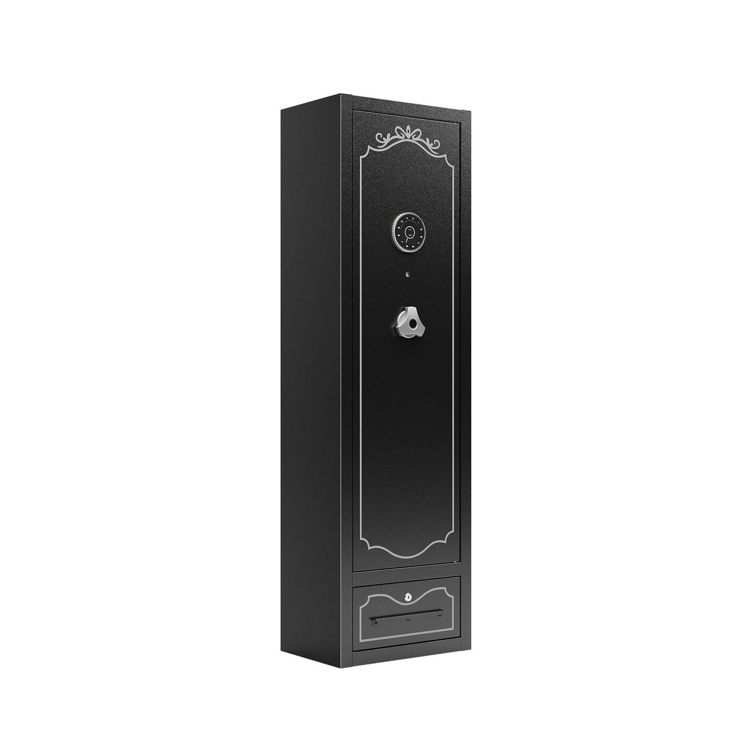 LOVMOR 8 - Gun Capacity Rifle Safe. Holds Rifles Pistols Shotguns. Digital Lock for Quick Access. Removable Shelf. Special Gun Rack for Scoped Rifles. Plus a Handy Storage Drawer