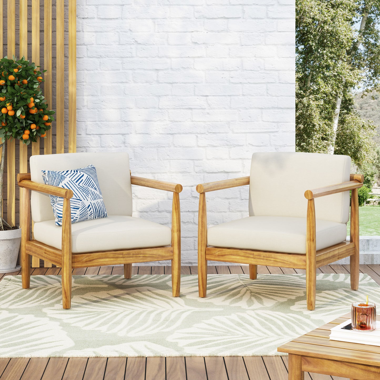 Christopher Knight Home Bonsallo Outdoor Acacia Wood Club Chairs Set of 2