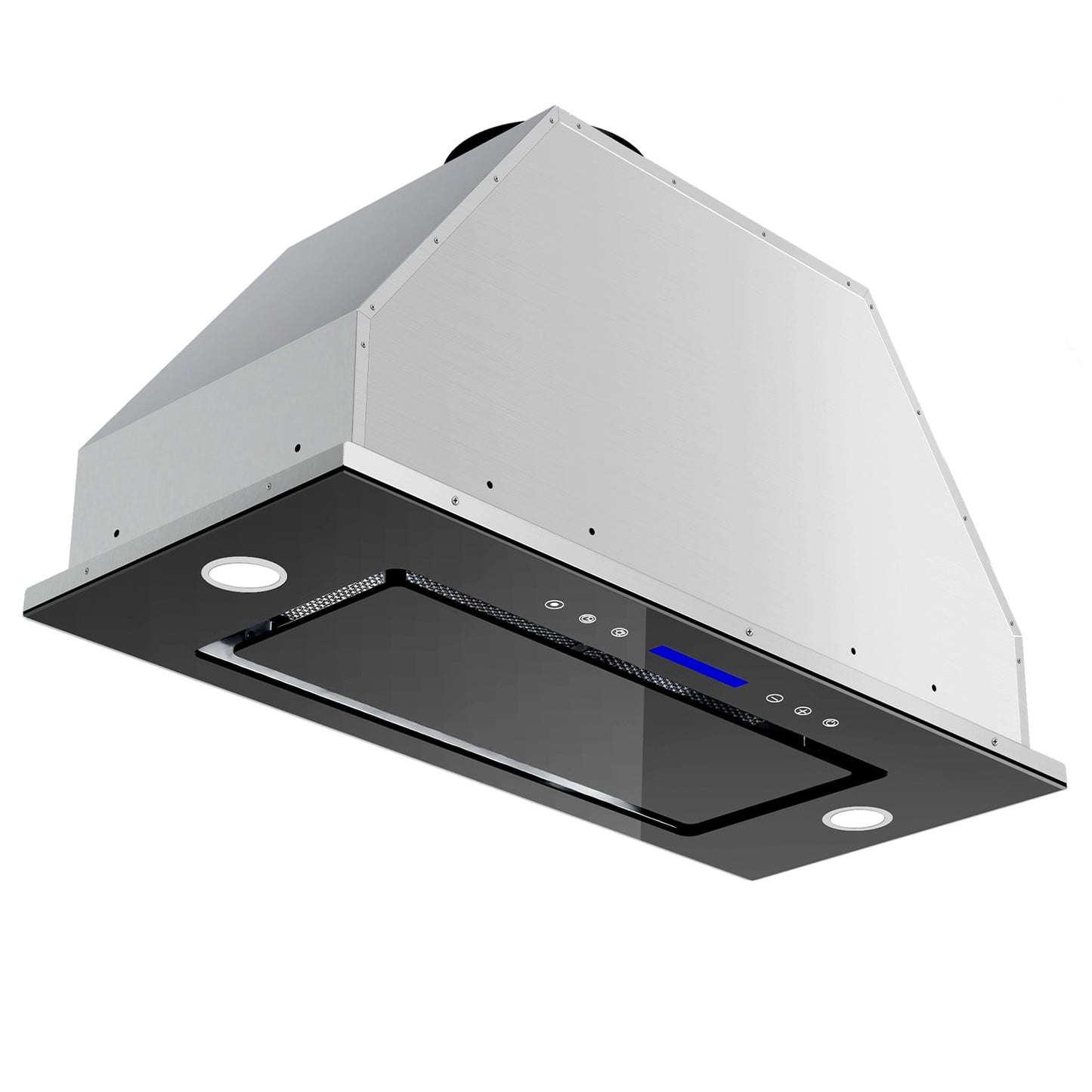 DZS 30 inch Convertible 900-CFM Black Glass Insert Under Cabinet Range Hood with Charcoal Filter