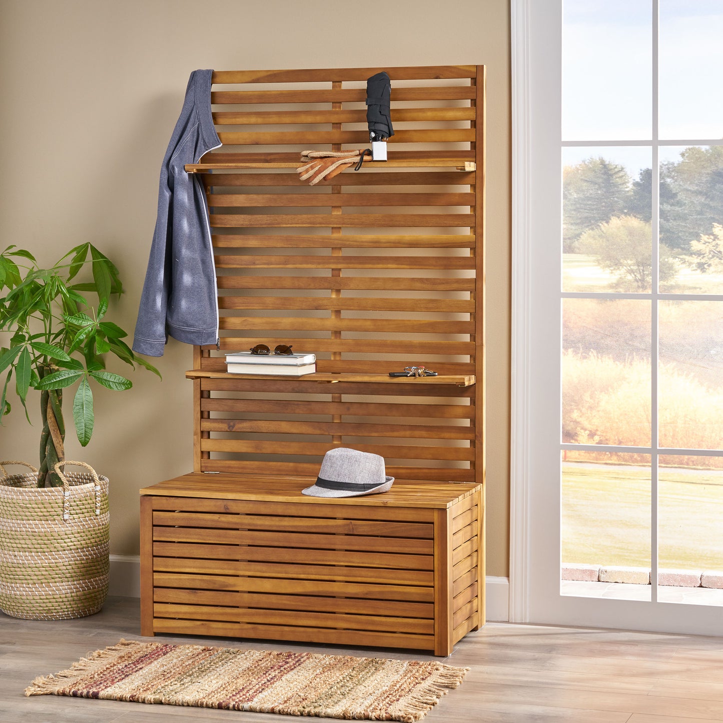 ModernLuxe SYLMAR STORAGE BENCH WITH RACK