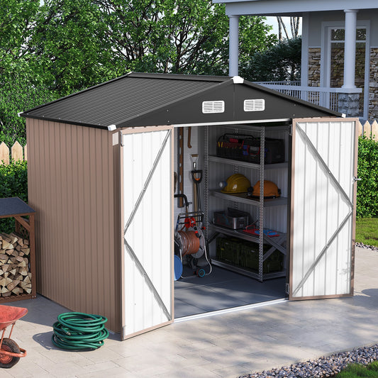AOXUN 8-ft x 6-ft Economy Series Galvanized steel Metal Storage Shed (Floor Included)