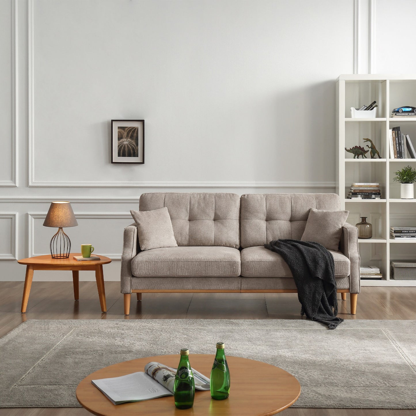 GDFStudio Waterproof Fabric Living Space 3-seater Sofa with USB Charge port - Light Gray