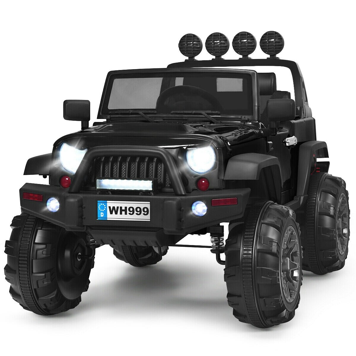 Slickblue 12V Kids Ride-On Truck Black (Battery Included) – Remote Control and Foot Pedal – Indoor/Outdoor